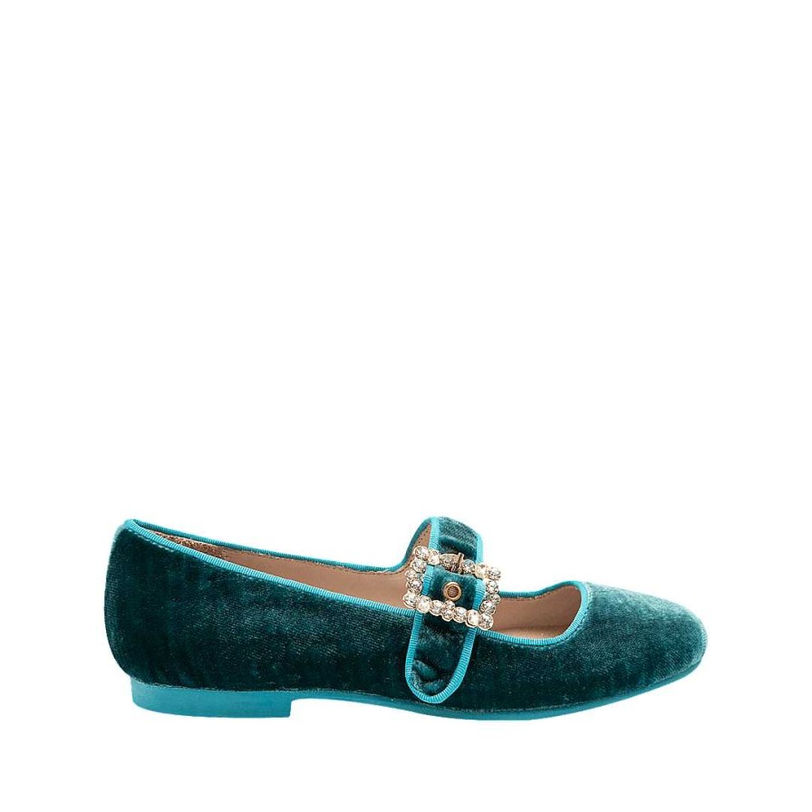 Shoes Bon-Bonite | Turquoise Velvet Ballet Dancer