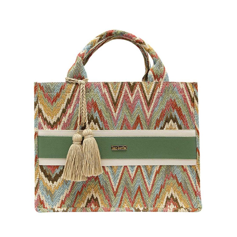 Handbags Bon-Bonite | Sabila Green Textile Wallet