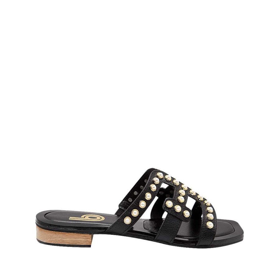 Shoes Bon-Bonite | Black Onyx Leather Mule Sandal