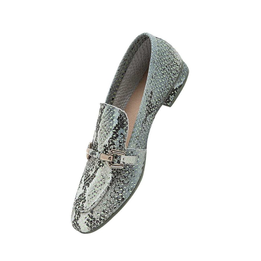 Shoes Bon-Bonite | Green Animal Print Leather Moccasin