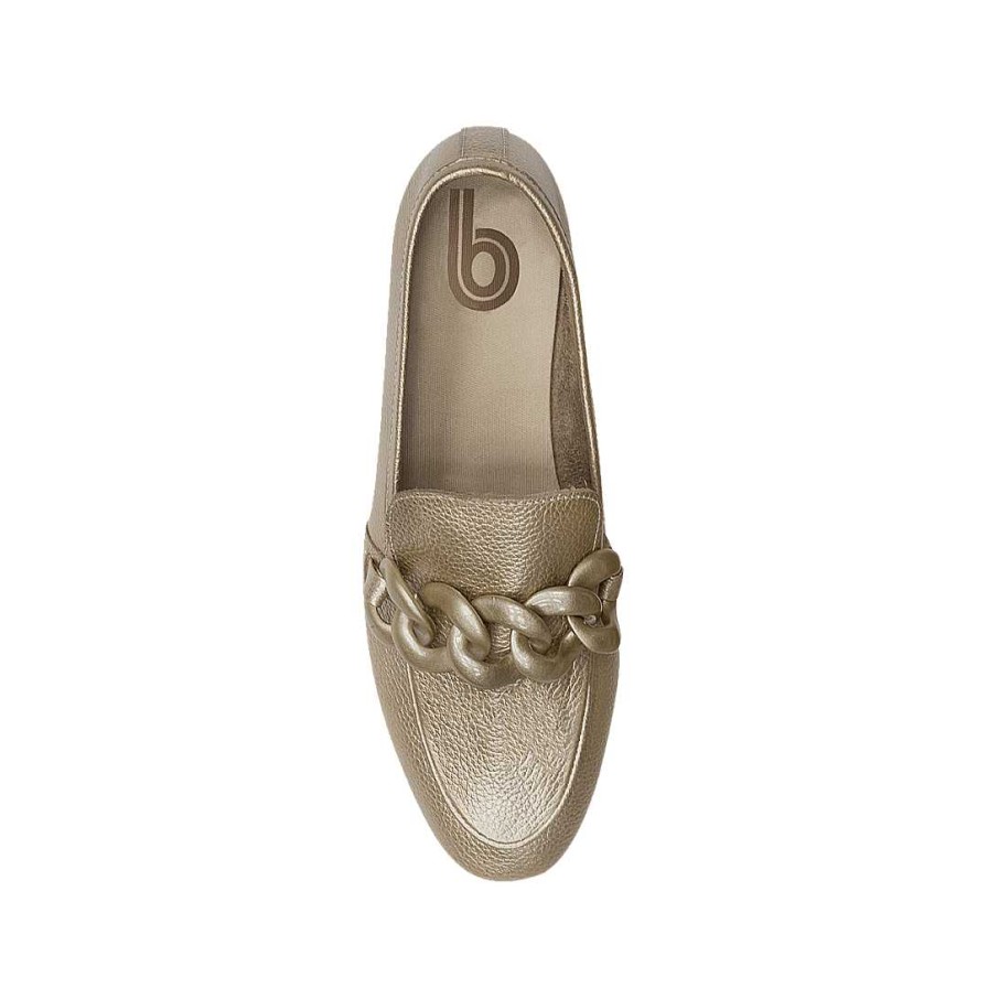 Shoes Bon-Bonite | Moccasin With Strap In Samak New Gold Color In Leather