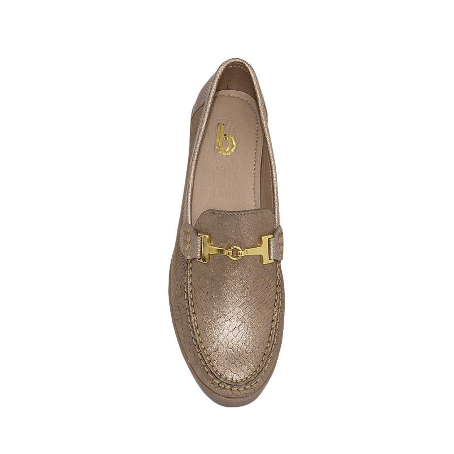 Shoes Bon-Bonite | Luna Satin Color Moccasin In Folia Engraved Leather