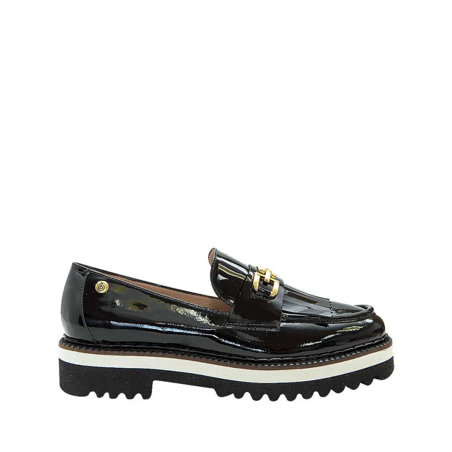 Shoes Bon-Bonite | Black Onyx Patent Leather Platform Moccasin