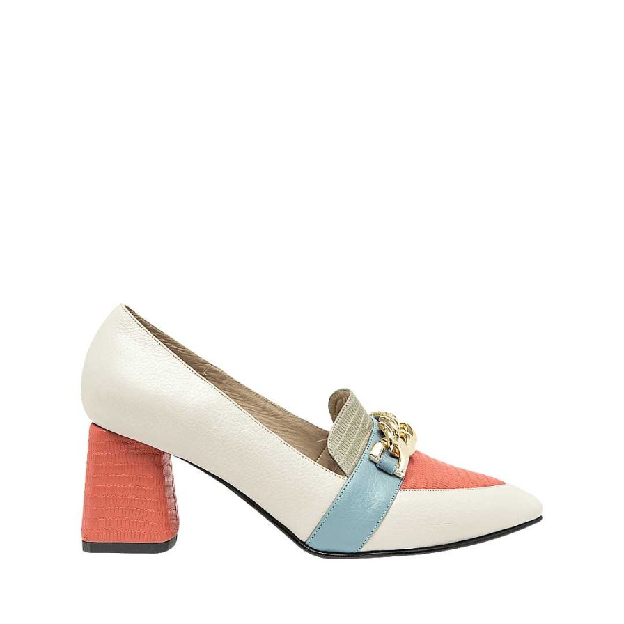 Shoes Bon-Bonite | Sand White Leather Heel