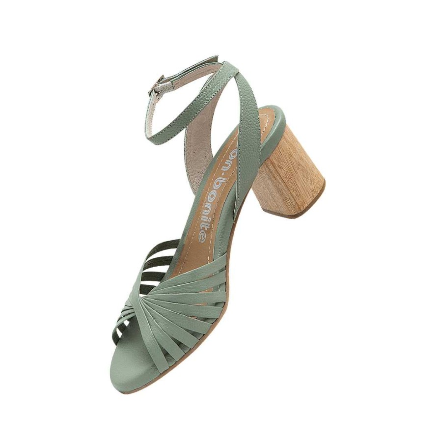 Shoes Bon-Bonite | Laurel-Colored Leather Heeled Sandal