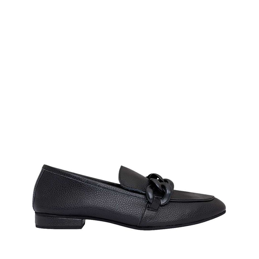 Shoes Bon-Bonite | Moccasin With Strap In Samak Color Black Onyx In Leather