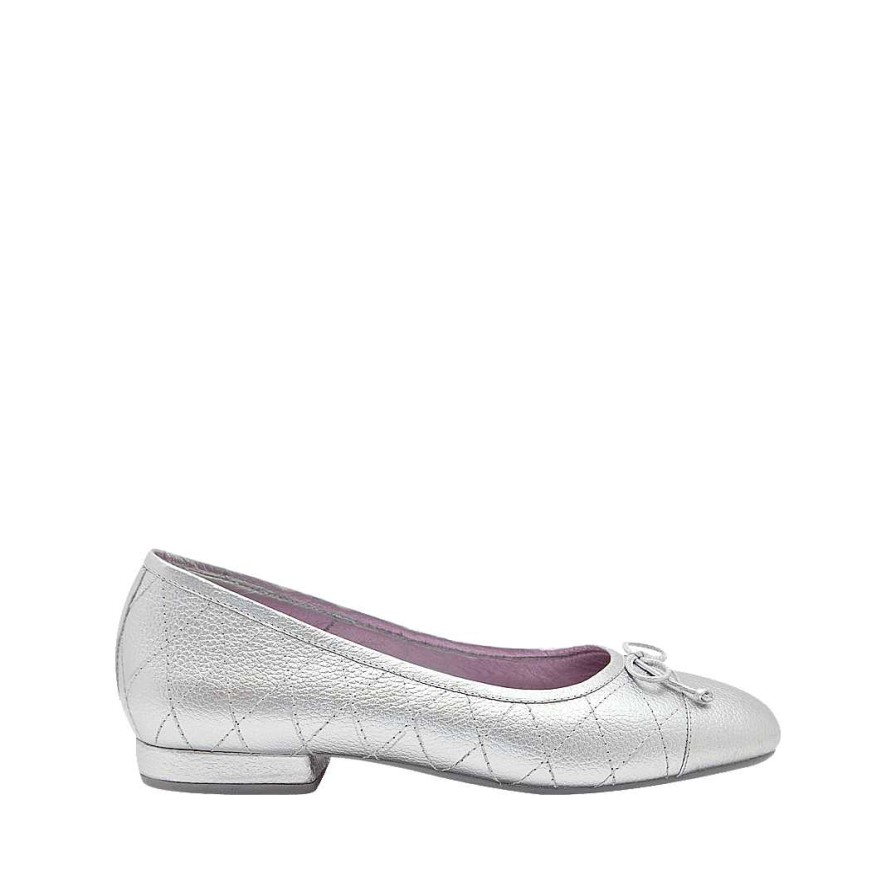 Shoes Bon-Bonite | Silver Gray Leather Ballet Dancer