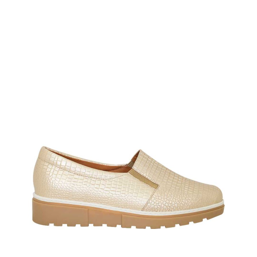 Shoes Bon-Bonite | New Gold Color Leather Loafers