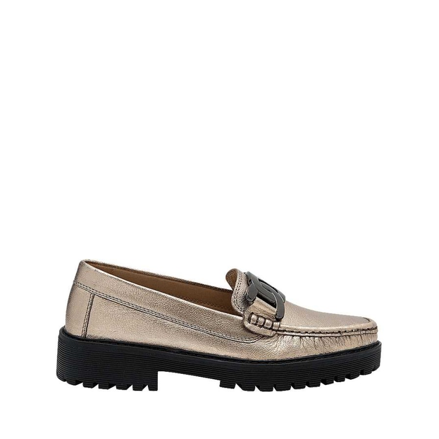 Shoes Bon-Bonite | Moon Color Metallic Leather Platform Moccasin