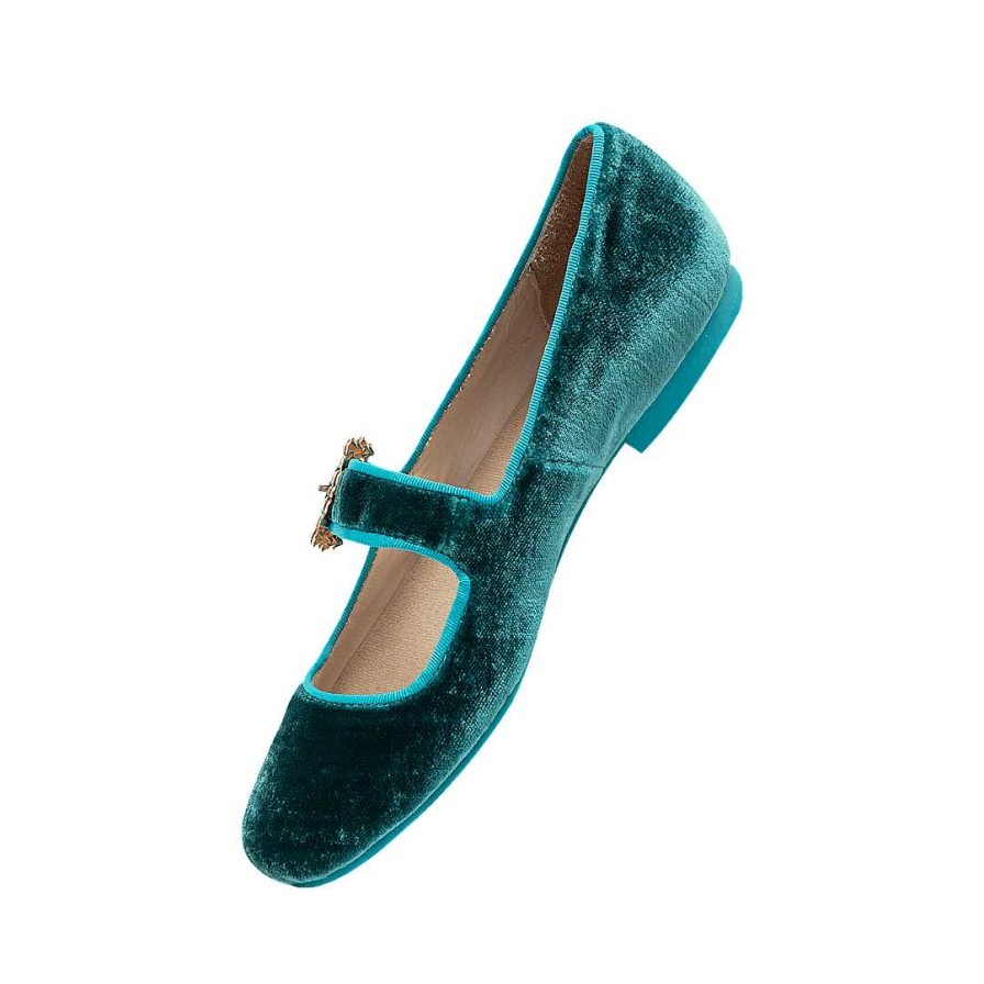 Shoes Bon-Bonite | Turquoise Velvet Ballet Dancer