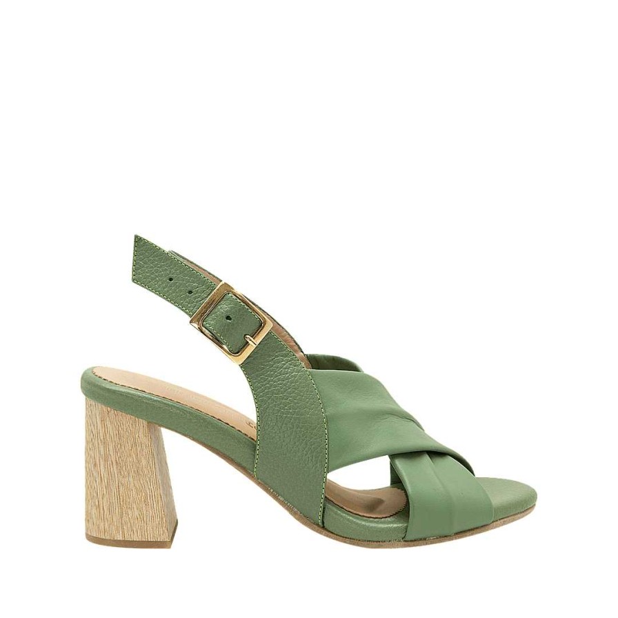 Shoes Bon-Bonite | Sabila Green Leather Heeled Sandal