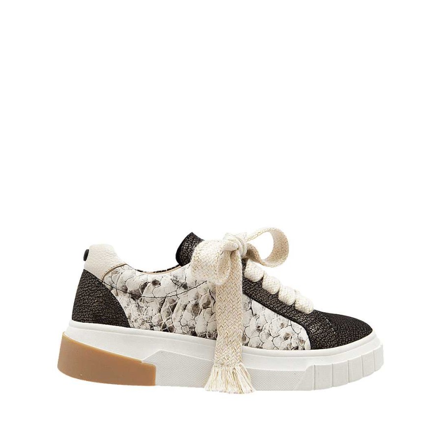 Shoes Bon-Bonite | Animal Print Leather Tennis Black Onyx (The Bottom Finish Is Natural And May Vary Depending On The Skin)