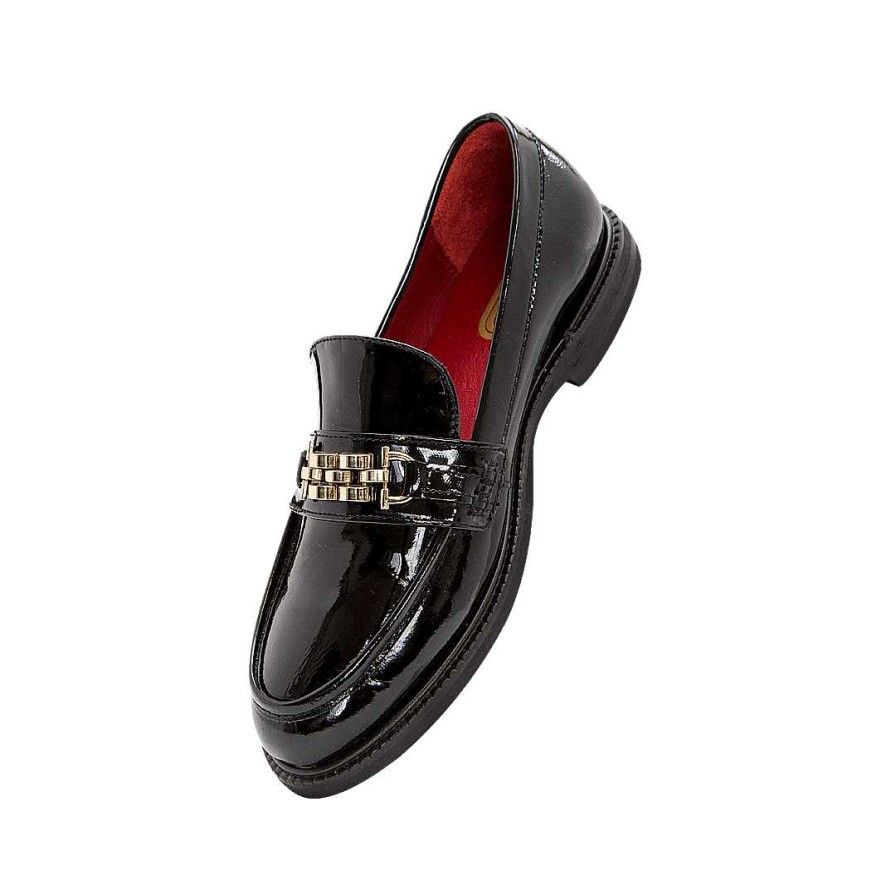 Shoes Bon-Bonite | Black Onyx Patent Leather Moccasin