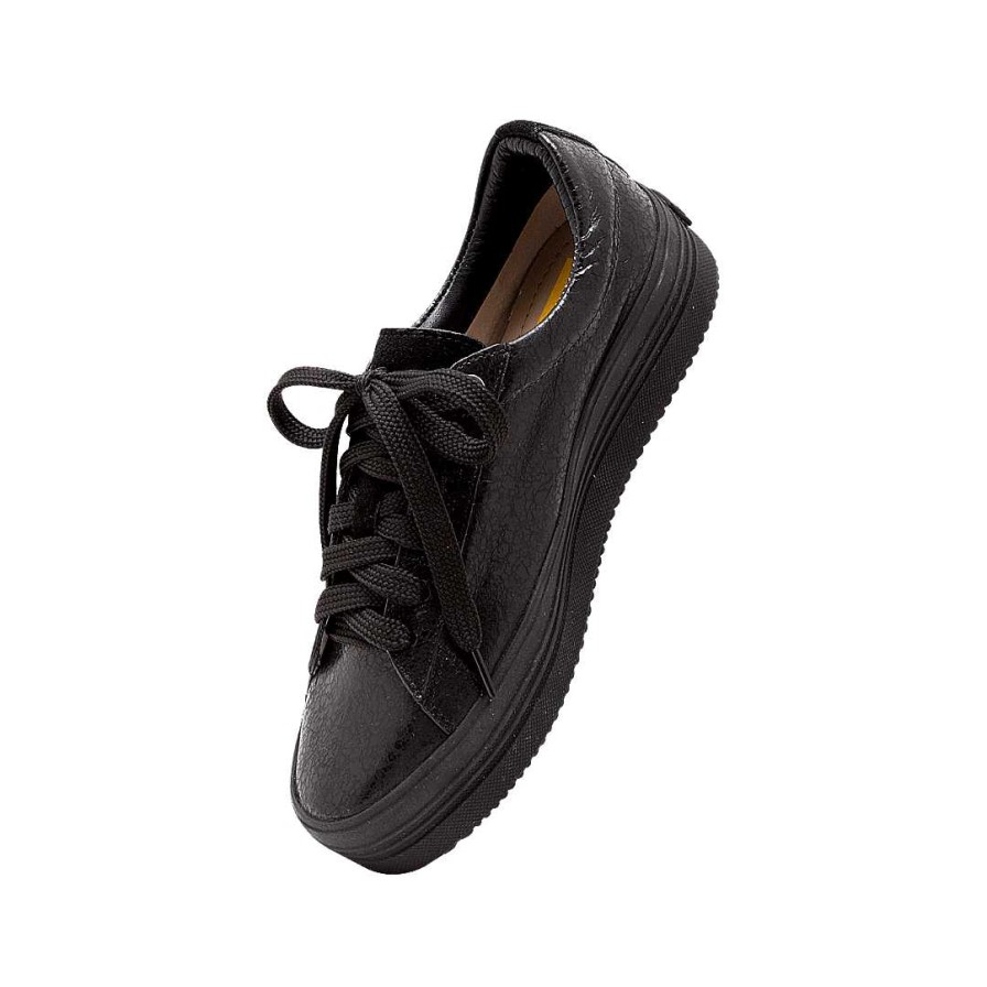 Shoes Bon-Bonite | Classic Black Onyx Leather Tennis Shoes