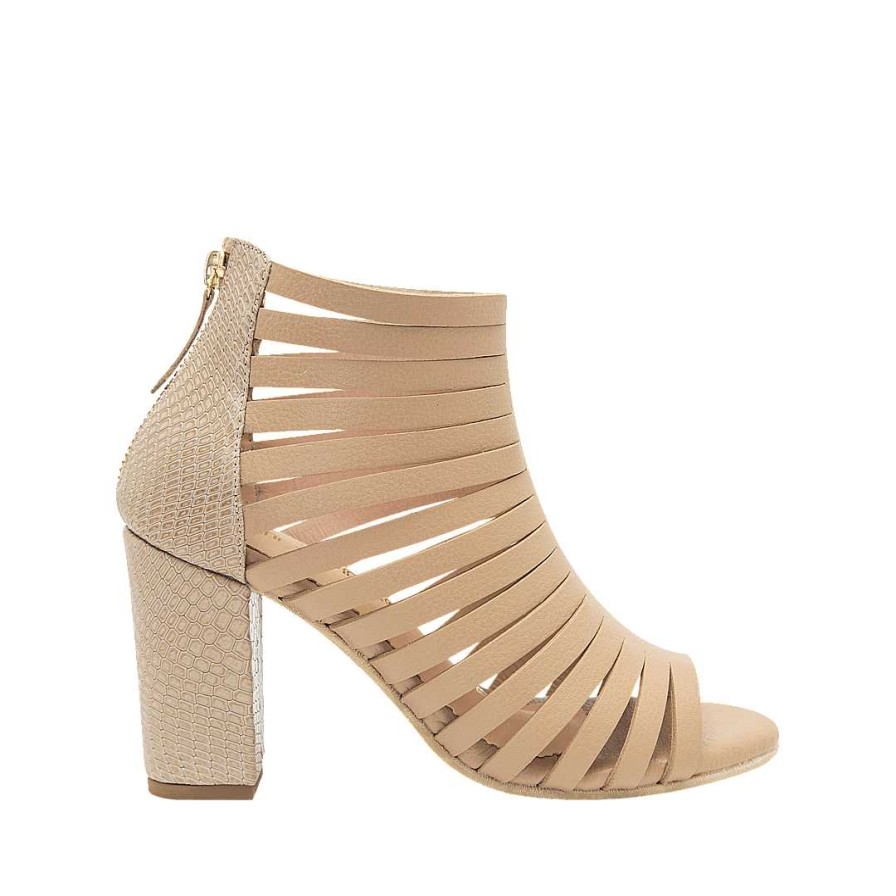 Shoes Bon-Bonite | Heeled Sandal In Capuccino Color Leather