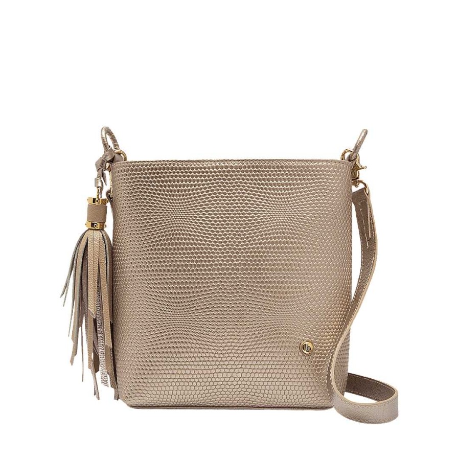 Handbags Bon-Bonite | Hands Free Leather Color Metal Sand