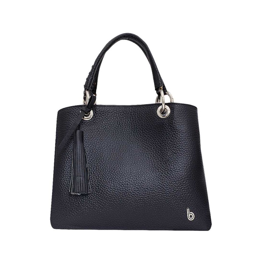 Handbags Bon-Bonite | Black Onyx Bag In Embossed Leather