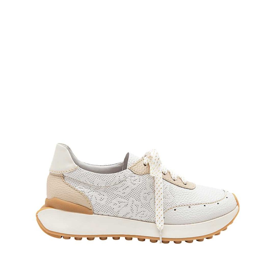 Shoes Bon-Bonite | Cream White Leather Tennis Shoes