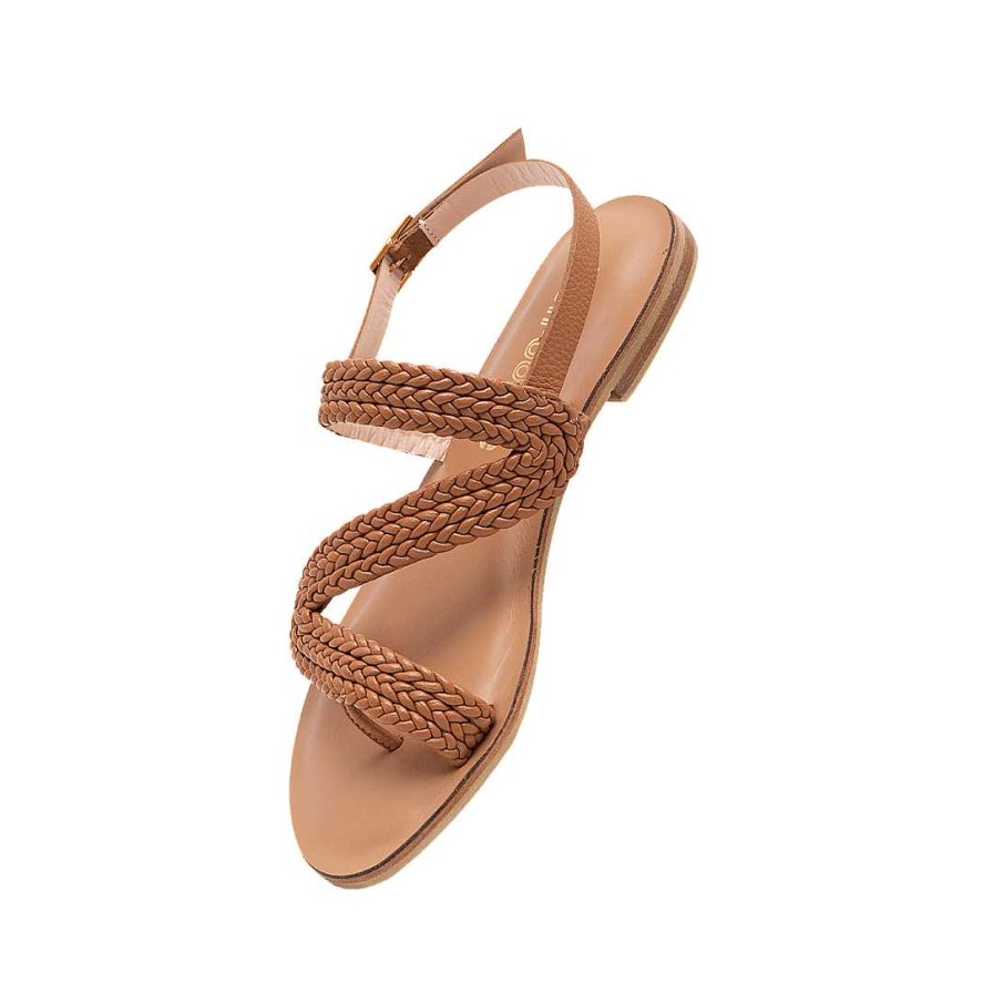 Shoes Bon-Bonite | Three Stitch Sandal In Honey Color Leather