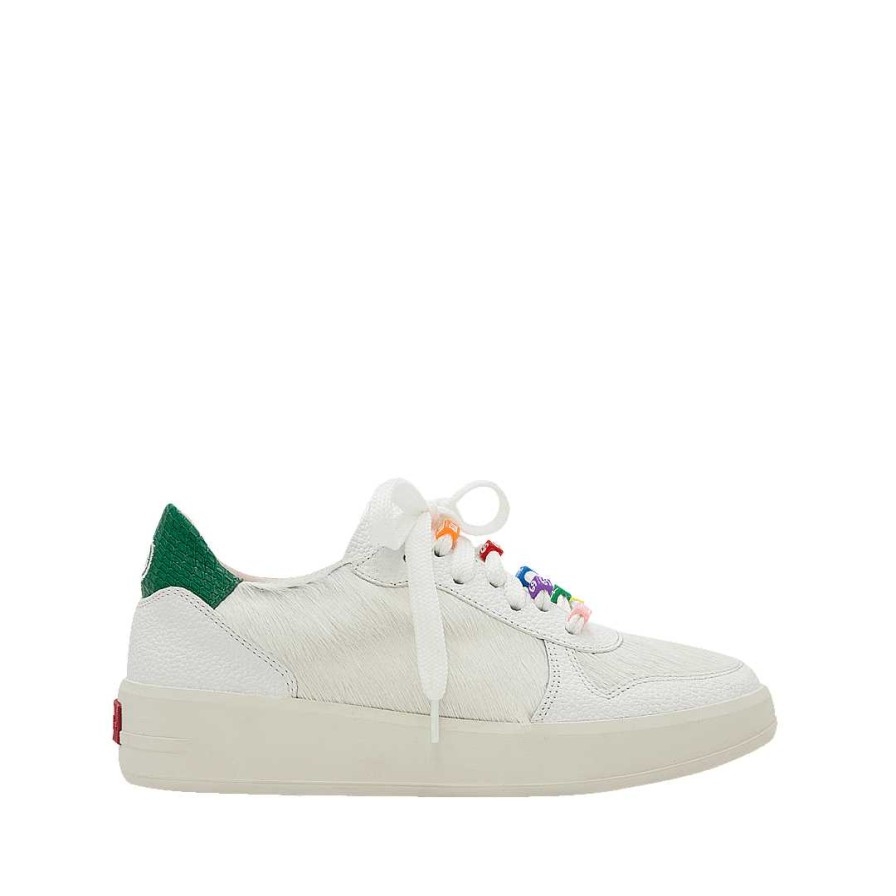 Shoes Bon-Bonite | Pure White Leather And Fur Tennis Shoes