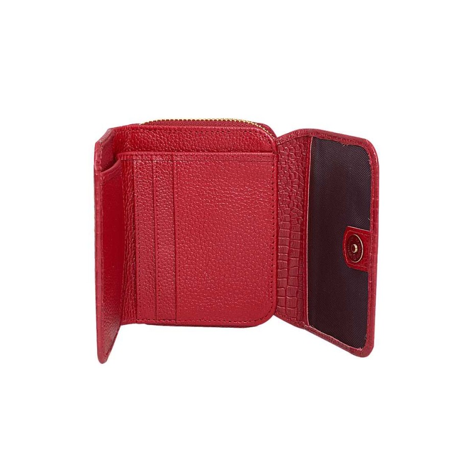 Accessories Bon-Bonite | Burning Red Wallet In Embossed Leather