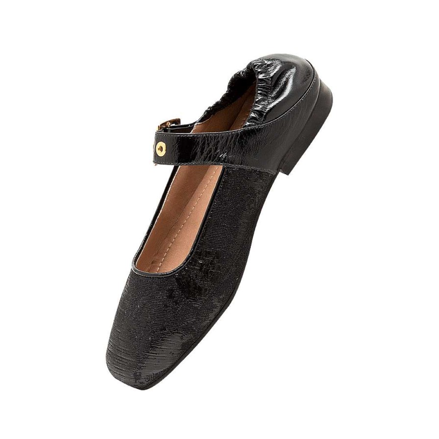 Shoes Bon-Bonite | Baleta In Leather And Textile Color Black Onyx