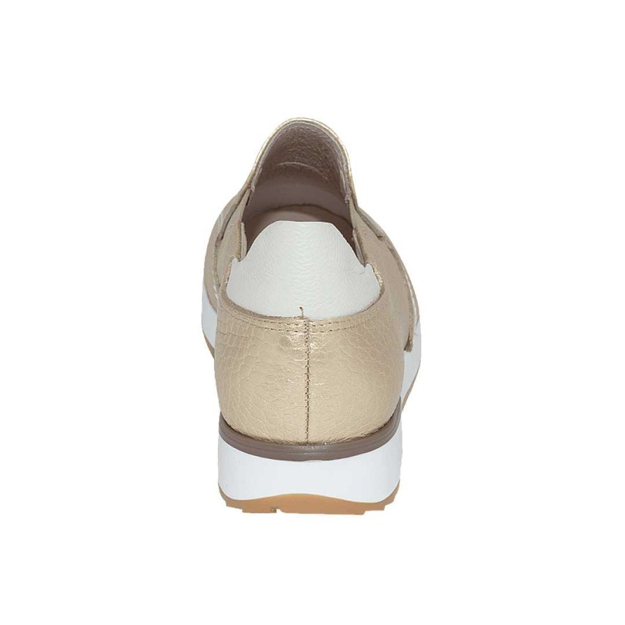 Shoes Bon-Bonite | New Gold Color Slip-On Tennis Shoes In Leather.