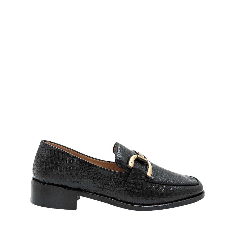 Shoes Bon-Bonite | Black Onyx Leather Moccasin