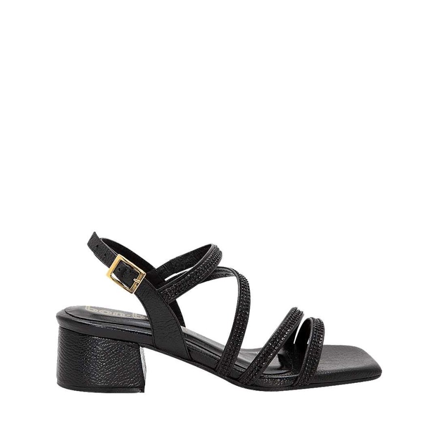 Shoes Bon-Bonite | Heeled Sandal In Black Onyx Leather