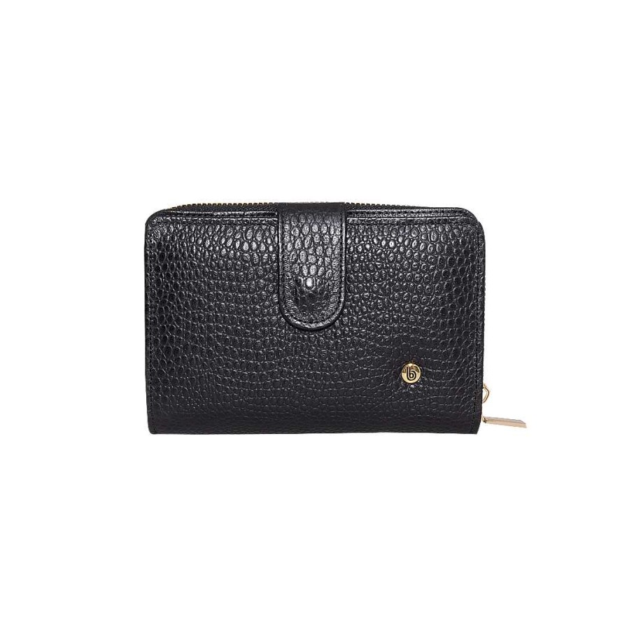 Accessories Bon-Bonite | Black Onyx Wallet In Engraved Leather