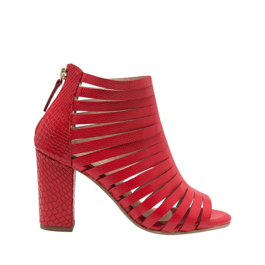 Shoes Bon-Bonite | Heeled Sandal In Achiote Red Leather