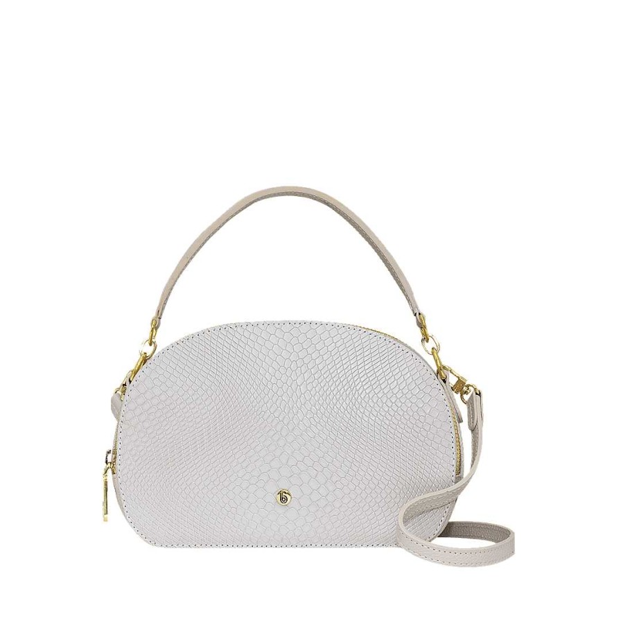 Handbags Bon-Bonite | Sand White Wallet In Embossed Leather