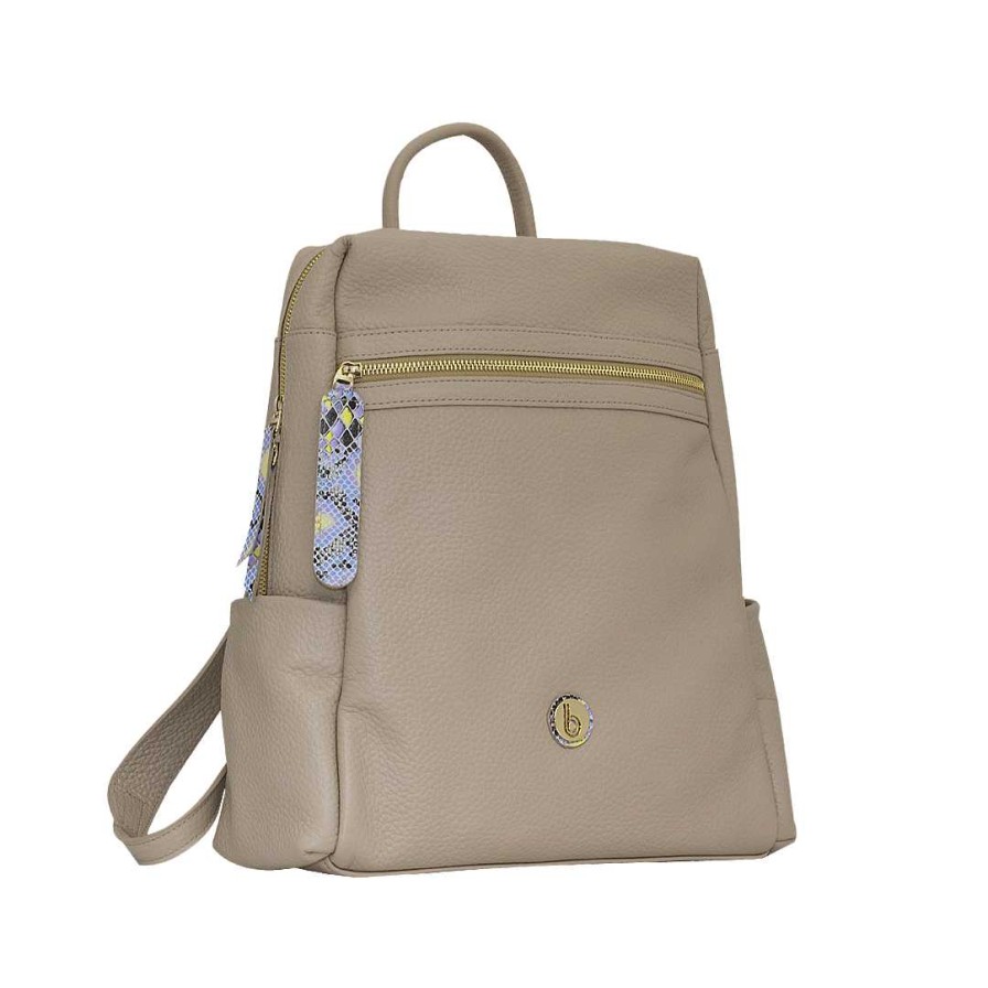 Handbags Bon-Bonite | Late Color Backpack In Granite Leather