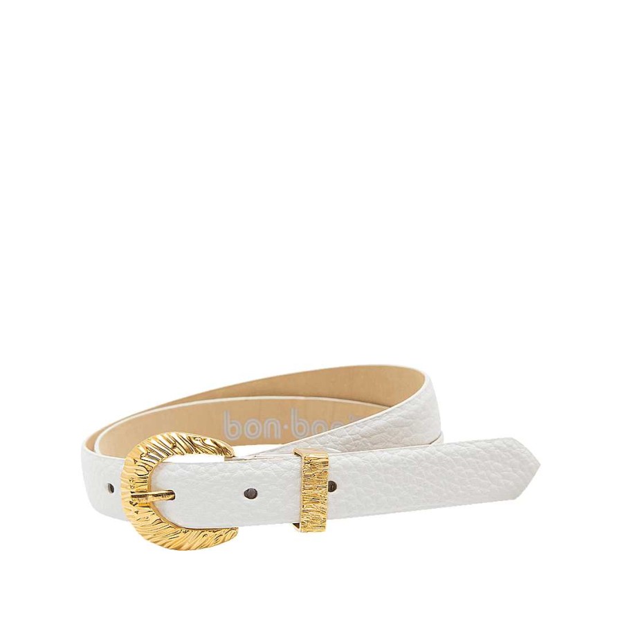 Belts Bon-Bonite | Pure White Leather Belt