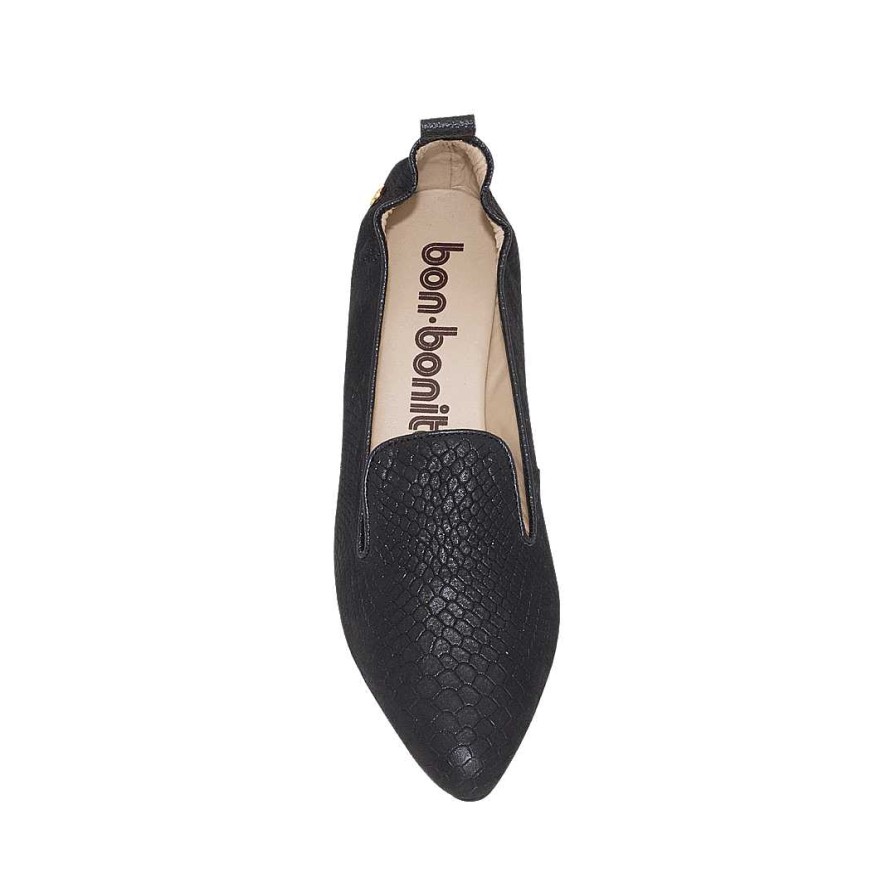 Shoes Bon-Bonite | Onyx Black Leather Ballet Shoes