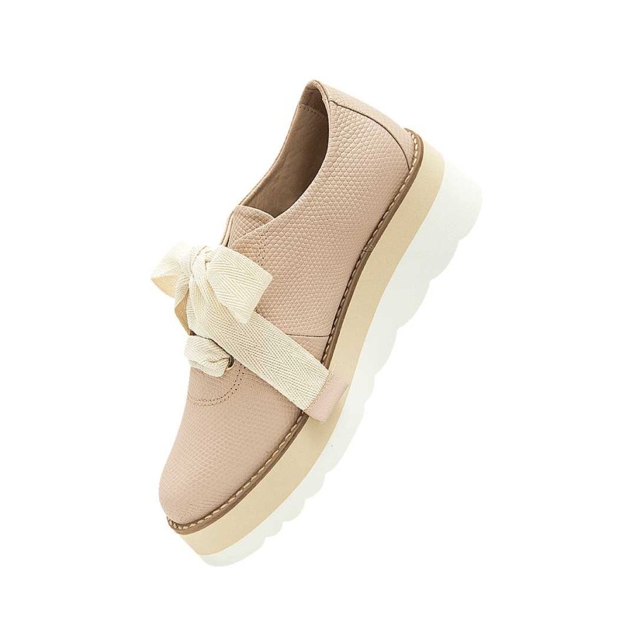 Shoes Bon-Bonite | Nude Pink Leather Tie Shoe