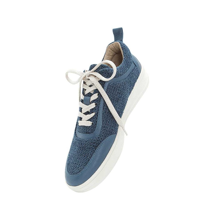 Shoes Bon-Bonite | Moon Blue Leather And Textile Tennis Shoes