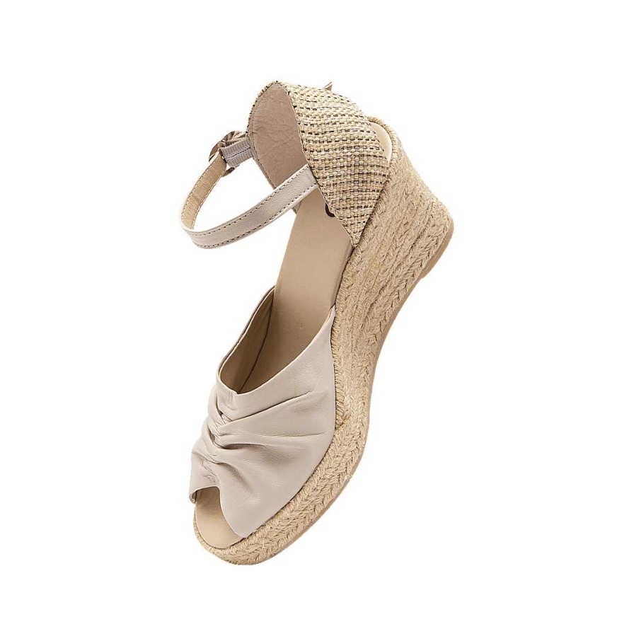 Shoes Bon-Bonite | Sand White Leather Espadrilles