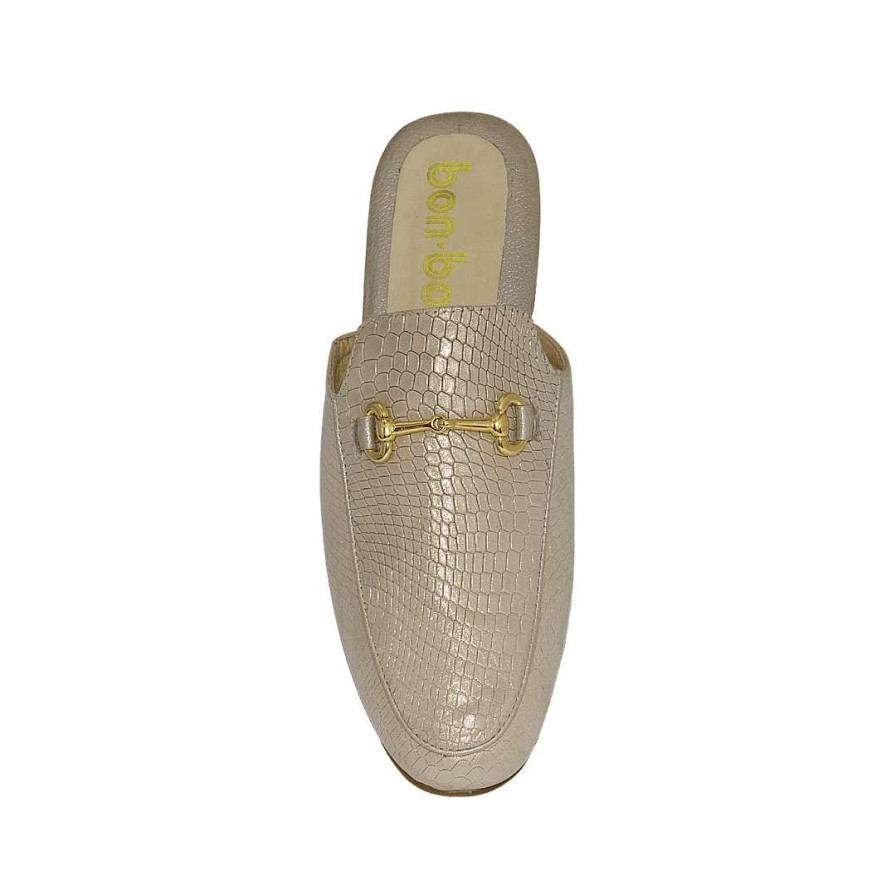 Shoes Bon-Bonite | Satin Gold Color Folia Engraved Leather Clog