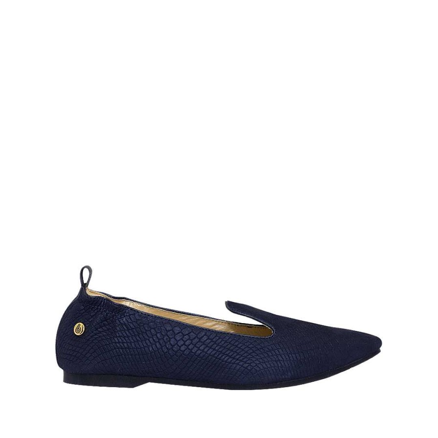 Shoes Bon-Bonite | Night Blue Leather Ballet Shoes.