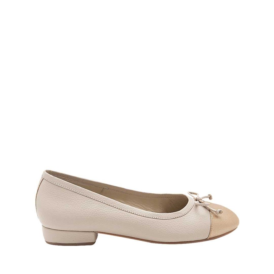 Shoes Bon-Bonite | Sand White Leather Ballet By Gold