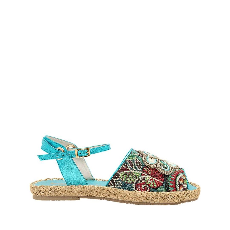 Shoes Bon-Bonite | Turquoise Blue Leather Espadrilles