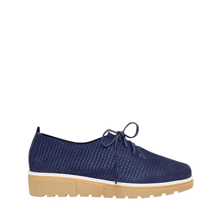 Shoes Bon-Bonite | Night Blue Leather Tie Shoe