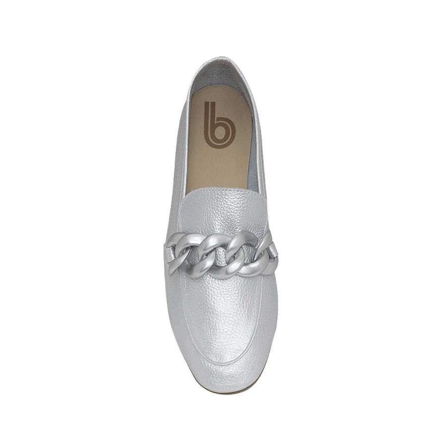 Shoes Bon-Bonite | Moccasin With Strap In Samak Silver Color In Napa Leather