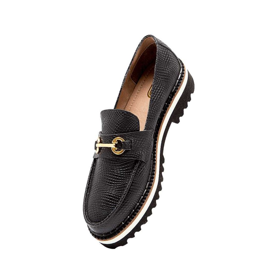 Shoes Bon-Bonite | Black Onyx Leather Moccasin