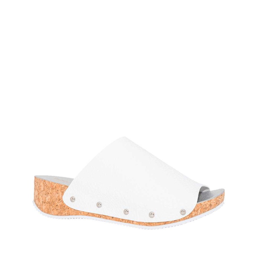 Shoes Bon-Bonite | Cream White Platform Sandal In Embossed Leather