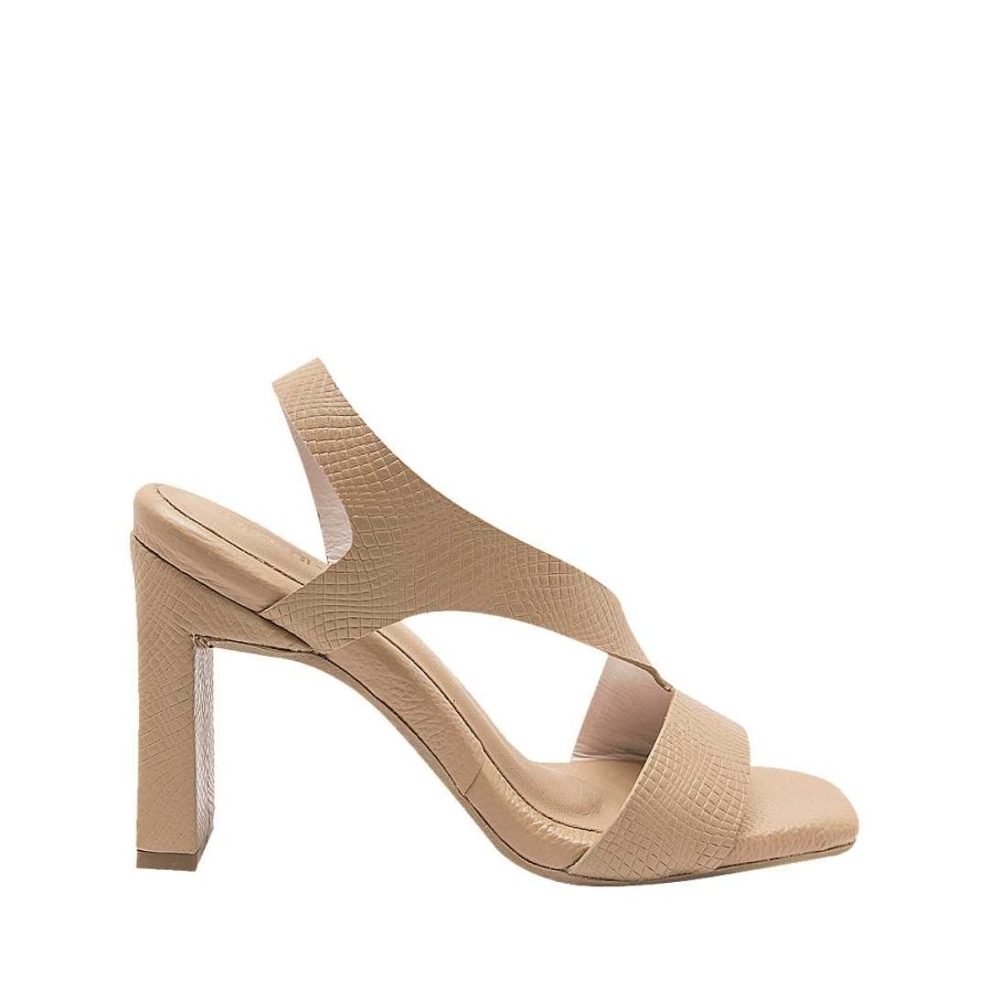 Shoes Bon-Bonite | Heeled Sandal In Capuccino Color Leather