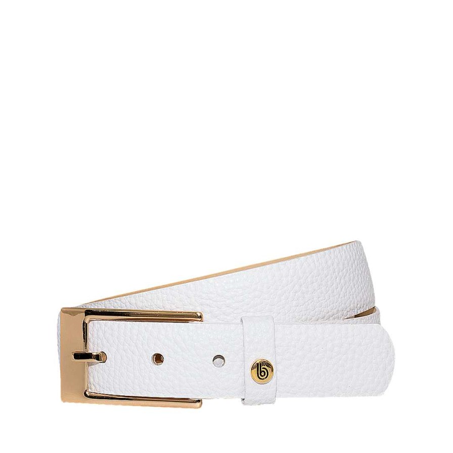 Belts Bon-Bonite | Cream White Belt In Granite Leather