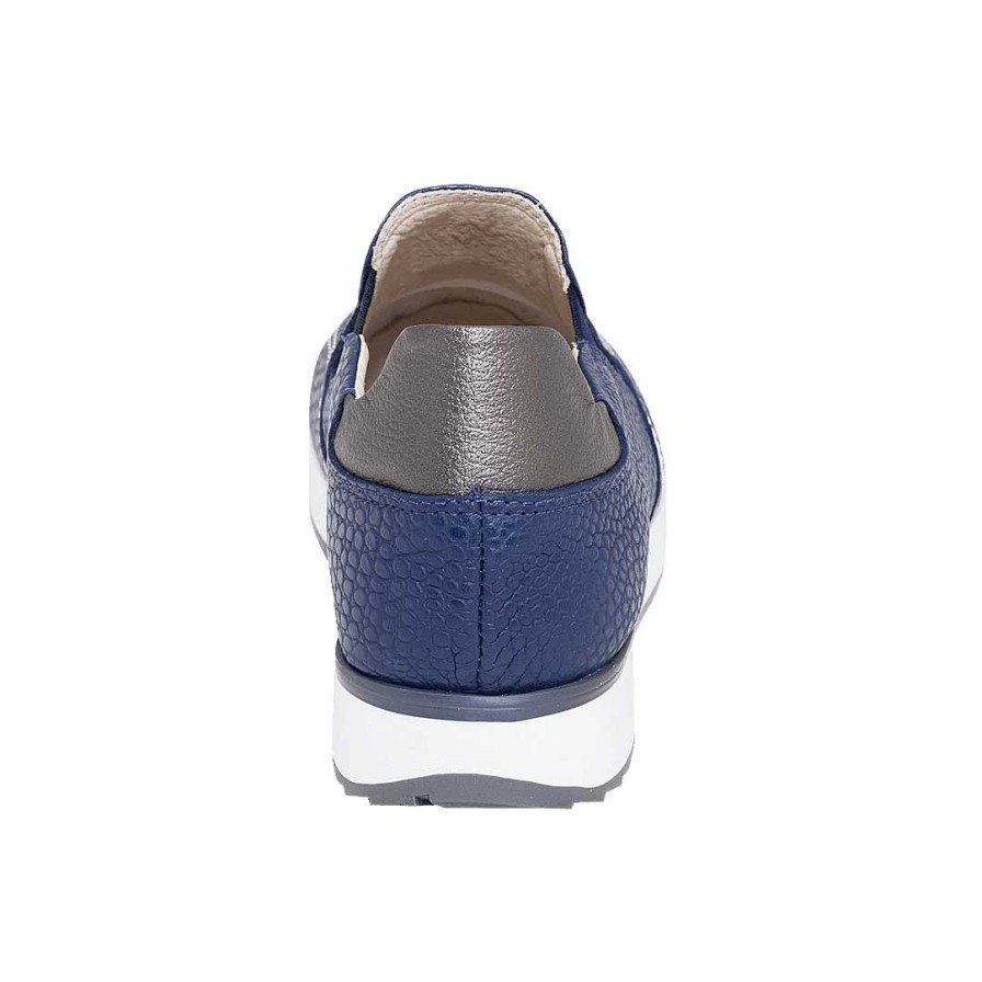 Shoes Bon-Bonite | Deep Blue Laceless Tennis Shoes In Leather.