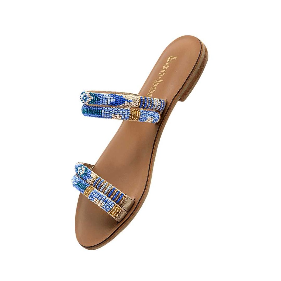 Shoes Bon-Bonite | Blue Leather Mule Sandal